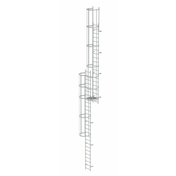 Vaste ladder met meerdere niveaus en rugbescherming (noodladder) Geanodiseerd aluminium 12.12m