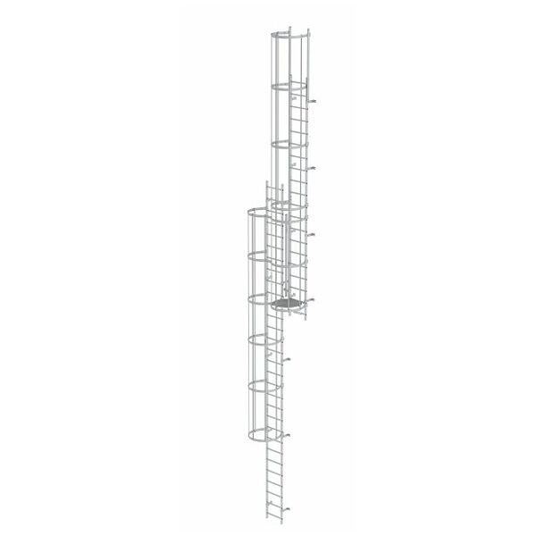 Escalera fija de varios tramos con protección para la espalda (máquinas) Aluminio anodizado 12,12m