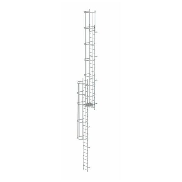Escalera de varios peldaños con protección para la espalda (escalera de emergencia) Aluminio anodizado 12,96m