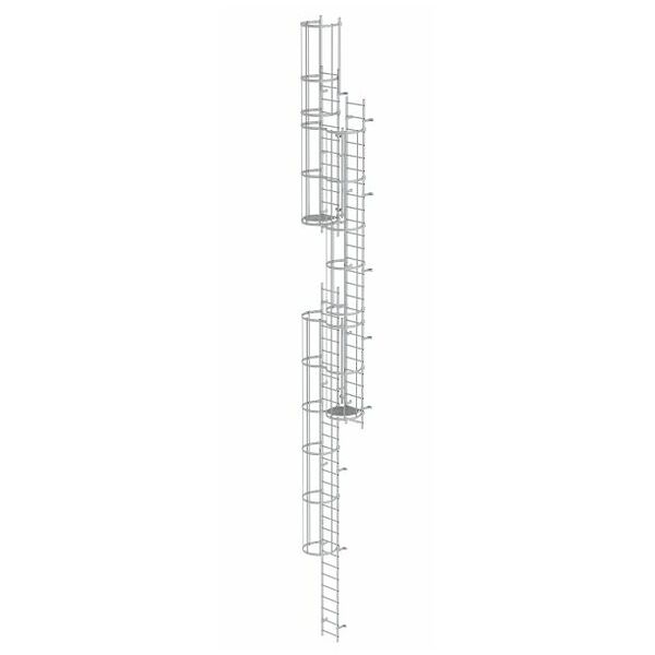 Večdelna fiksna lestev z zaščito hrbta (stroji) Anodiziran aluminij 14,36 m