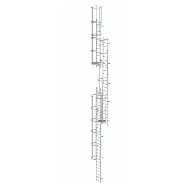 Večdelna fiksna lestev z zaščito hrbta (stroji) Anodiziran aluminij 15,20 m