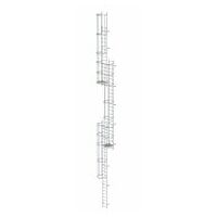 Večdelna fiksna lestev z zaščito hrbta (zasilna lestev) Anodiziran aluminij 16,32 m
