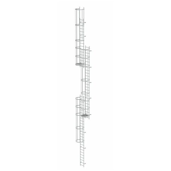 Večdelna fiksna lestev z zaščito hrbta (zasilna lestev) Anodiziran aluminij 16,32 m