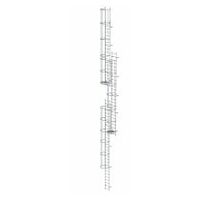 Meertraps vaste ladder met rugbescherming (machines) Aluminium helder 16.32m