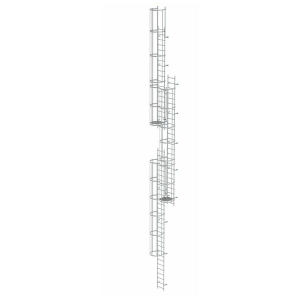 Večstopenjska fiksna lestev z zaščito hrbta (stroji) Aluminij svetla 16,32 m