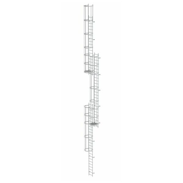 Večdelna fiksna lestev z zaščito hrbta (zasilna lestev) Anodiziran aluminij 17,16 m