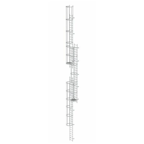 Vaste ladder met meerdere niveaus en rugbescherming (machines) Aluminium geanodiseerd 17,16m