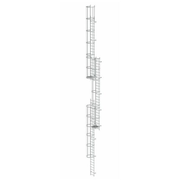 Večdelna fiksna lestev z zaščito hrbta (stroji) Aluminij svetlo 18,00m