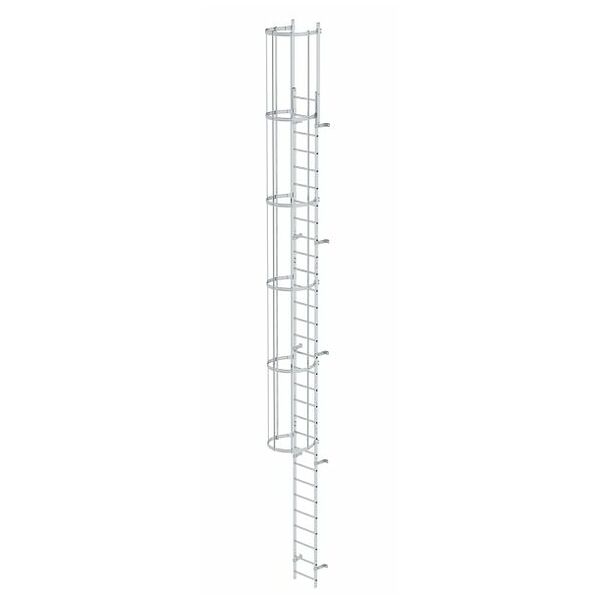 Enosekcijska fiksna lestev z zaščito hrbta (konstrukcija), goli aluminij 9,60 m