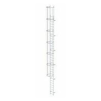 Enostopenjska fiksna lestev z zaščito hrbta (konstrukcija) Aluminij svetla 10,72 m