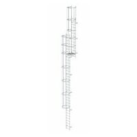 Večstopenjska fiksna lestev z zaščito hrbta (konstrukcija) Aluminij svetla 12,96 m