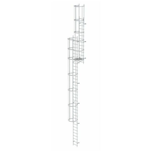 Večstopenjska fiksna lestev z zaščito hrbta (konstrukcija) Aluminij svetla 12,96 m