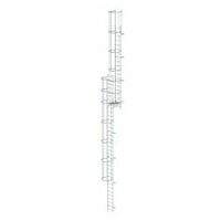 Večstopenjska fiksna lestev z zaščito hrbta (konstrukcija) Aluminij svetla 14,64 m