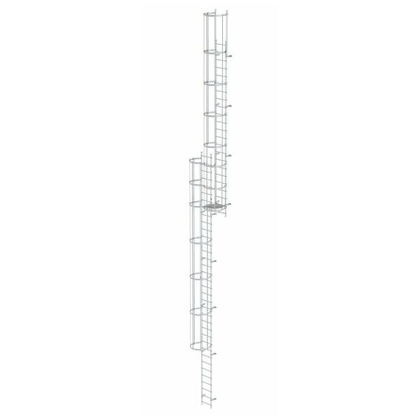 Večstopenjska fiksna lestev z zaščito hrbta (konstrukcija) Aluminij svetla 15,48 m