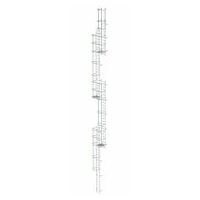 Mehrzügige Steigleiter mit Rückenschutz (Notleiter) Aluminium blank 19,96m