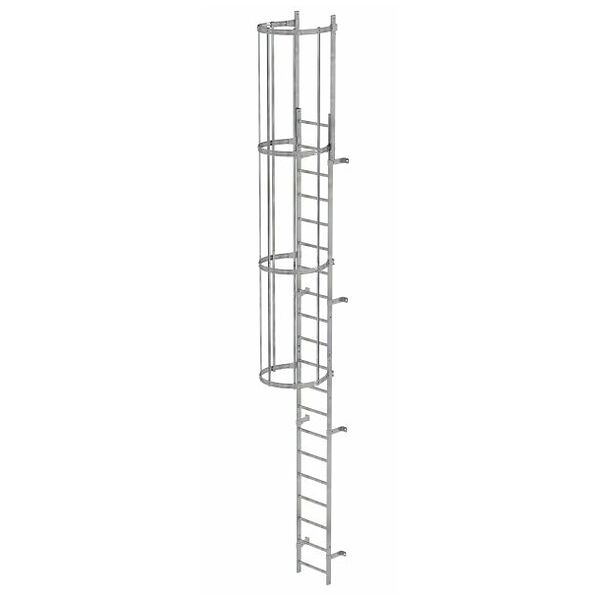 Vaste eendelige ladder met rugbescherming (constructie) Gegalvaniseerd staal 6,80m