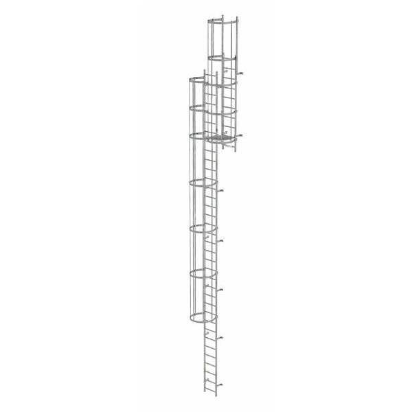 Escalera fija de varios tramos con protección dorsal (construcción) Acero galvanizado 11,84m