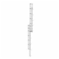 Mehrzügige Steigleiter mit Rückenschutz (Bau) Stahl verzinkt 16,32m