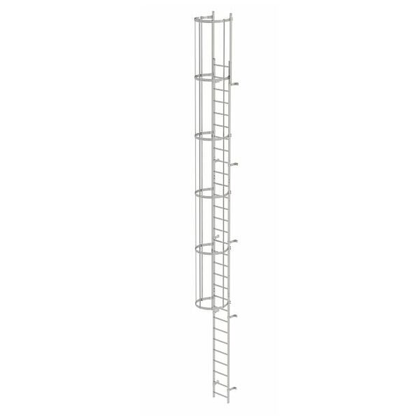 Køb Fast stige med sektion med rygbeskyttelse (konstruktion) rustfrit stål 9,60m | Hoffmann Group