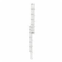 Mehrzügige Steigleiter mit Rückenschutz (Bau) Edelstahl 16,32m