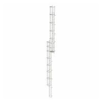 Meerwandige vaste ladder met rugbescherming (constructie) roestvrij staal 17,16m