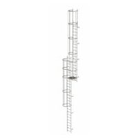 Večdelna fiksna lestev z zaščito hrbta (zasilna lestev) iz nerjavečega jekla 12,12 m