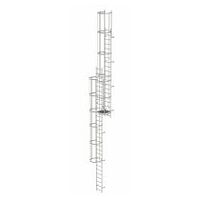 Meervoudige vaste ladder met rugbescherming (machines) roestvrij staal 12.12m