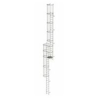 Vaste ladder met meerdere sporten en rugbescherming (noodladder) roestvrij staal 12.96m