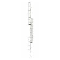 Večdelna fiksna lestev z zaščito hrbta (zasilna lestev) iz nerjavečega jekla 18,84 m