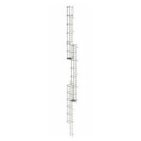 Večdelna fiksna lestev z zaščito hrbta (stroji) iz nerjavečega jekla 18,84 m