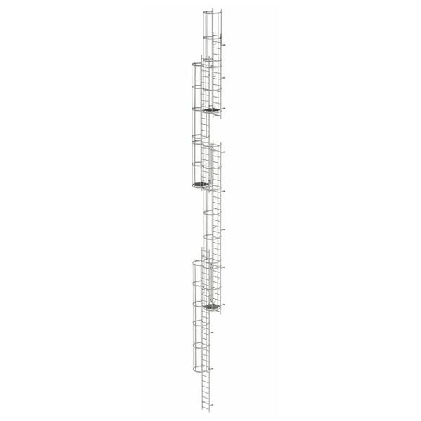 Vaste ladder met meerdere niveaus en rugbescherming (machines) roestvrij staal 19,96m