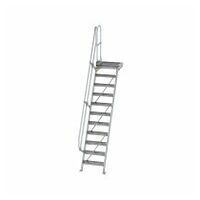 Treppe mit Plattform 60° Stufenbreite 600 mm 11 Stufen Aluminium geriffelt
