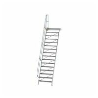 Treppe mit Plattform 60° Stufenbreite 1000 mm 16 Stufen Aluminium geriffelt