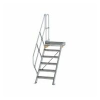 Treppe mit Plattform 45° Stufenbreite 600 mm 6 Stufen Aluminium geriffelt