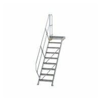 Treppe mit Plattform 45° Stufenbreite 600 mm 9 Stufen Aluminium geriffelt