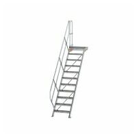 Treppe mit Plattform 45° Stufenbreite 600 mm 11 Stufen Aluminium geriffelt