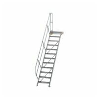 Treppe mit Plattform 45° Stufenbreite 600 mm 12 Stufen Aluminium geriffelt