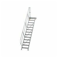 Treppe mit Plattform 45° Stufenbreite 600 mm 13 Stufen Aluminium geriffelt