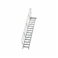 Treppe mit Plattform 45° Stufenbreite 600 mm 14 Stufen Aluminium geriffelt