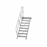 Treppe mit Plattform 45° Stufenbreite 800 mm 8 Stufen Aluminium geriffelt