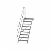 Treppe mit Plattform 45° Stufenbreite 800 mm 9 Stufen Aluminium geriffelt