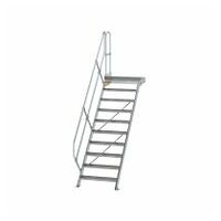 Treppe mit Plattform 45° Stufenbreite 800 mm 10 Stufen Aluminium geriffelt