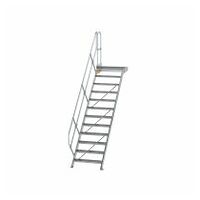 Treppe mit Plattform 45° Stufenbreite 800 mm 12 Stufen Aluminium geriffelt