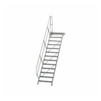 Treppe mit Plattform 45° Stufenbreite 800 mm 13 Stufen Aluminium geriffelt