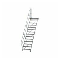 Treppe mit Plattform 45° Stufenbreite 800 mm 14 Stufen Aluminium geriffelt