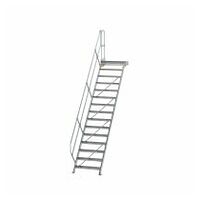 Treppe mit Plattform 45° Stufenbreite 800 mm 15 Stufen Aluminium geriffelt