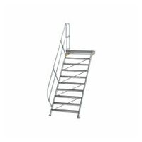 Treppe mit Plattform 45° Stufenbreite 1000 mm 10 Stufen Aluminium geriffelt