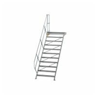 Treppe mit Plattform 45° Stufenbreite 1000 mm 11 Stufen Aluminium geriffelt