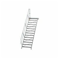 Treppe mit Plattform 45° Stufenbreite 1000 mm 14 Stufen Aluminium geriffelt