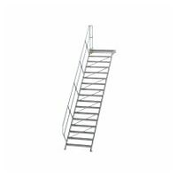 Treppe mit Plattform 45° Stufenbreite 1000 mm 17 Stufen Aluminium geriffelt